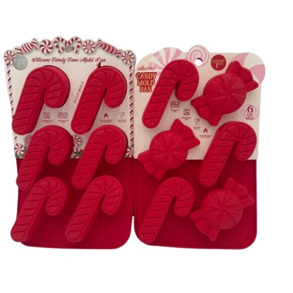 Set of 2 Core Kitchen Silicone Candy Mold Pan - Candy Cane and Candy Mold - Picture 1 of 6